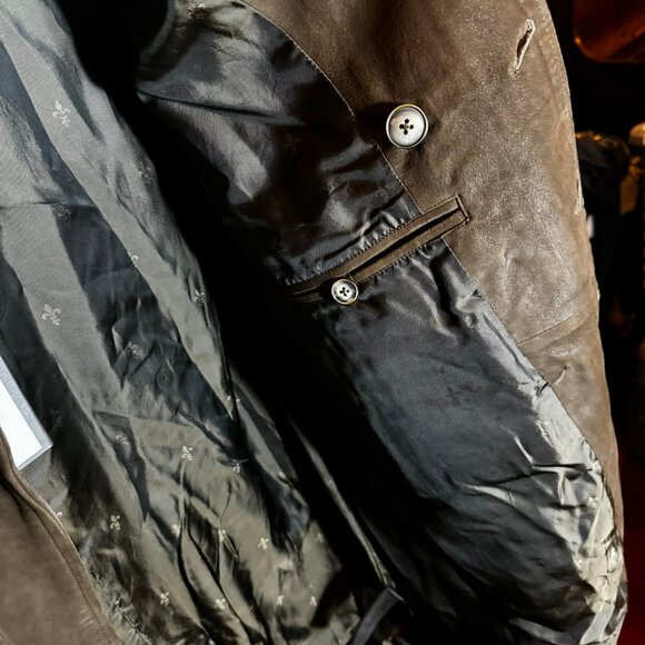 $2298 JOHN VARVATOS Brown "Cutaway" Leather Jacket sz48 - Picture 7 of 13